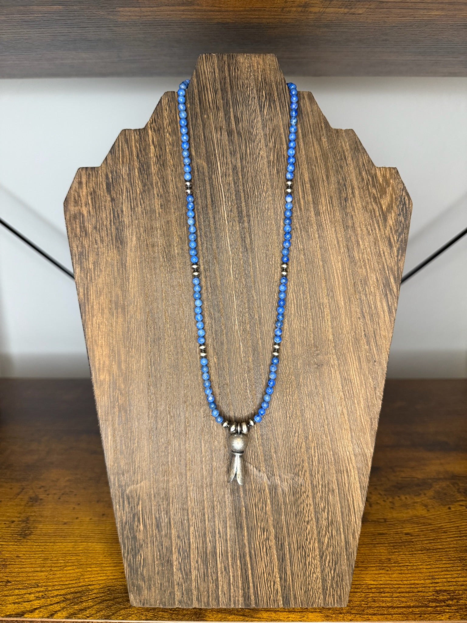 Blue Denim Lapis with Silver Blossom