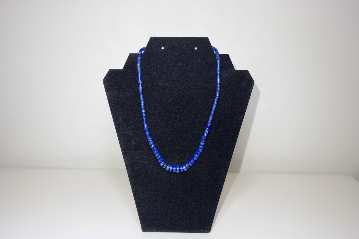 Graduated Lapis Bead Necklace