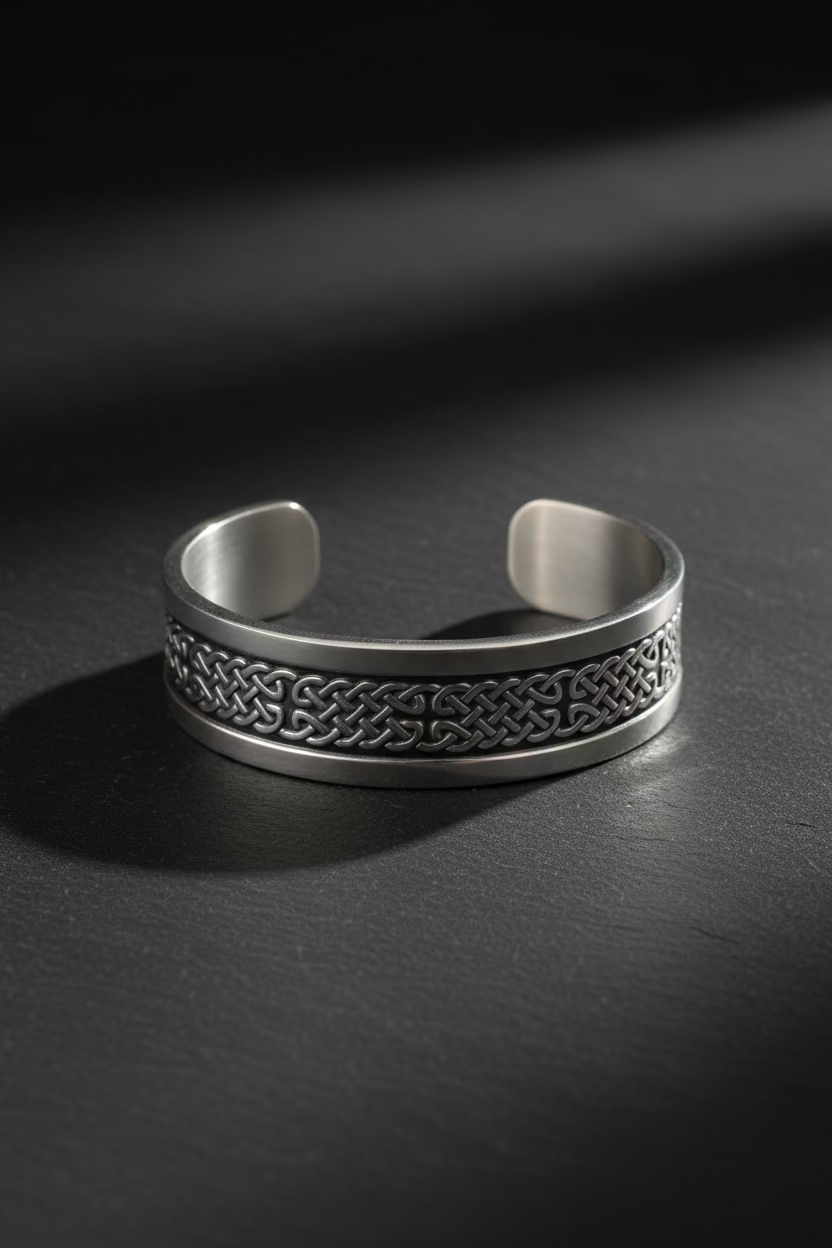 Aluminum cuff with chain stamp