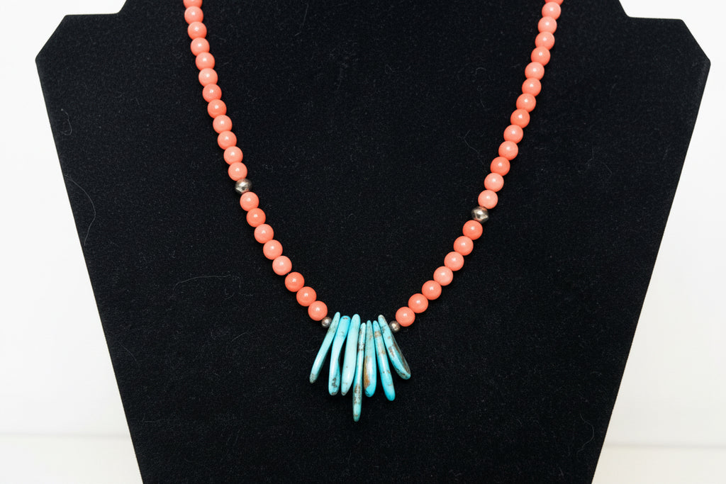 Pink Coral Turquoise Slabs w/ Machine Made Pearl