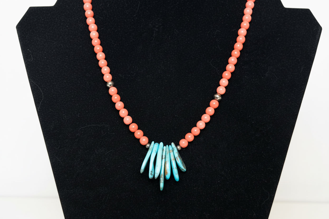 Pink Coral Turquoise Slabs w/ Machine Made Pearl