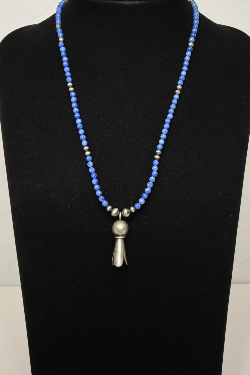 Blue Denim Lapis with Silver Blossom