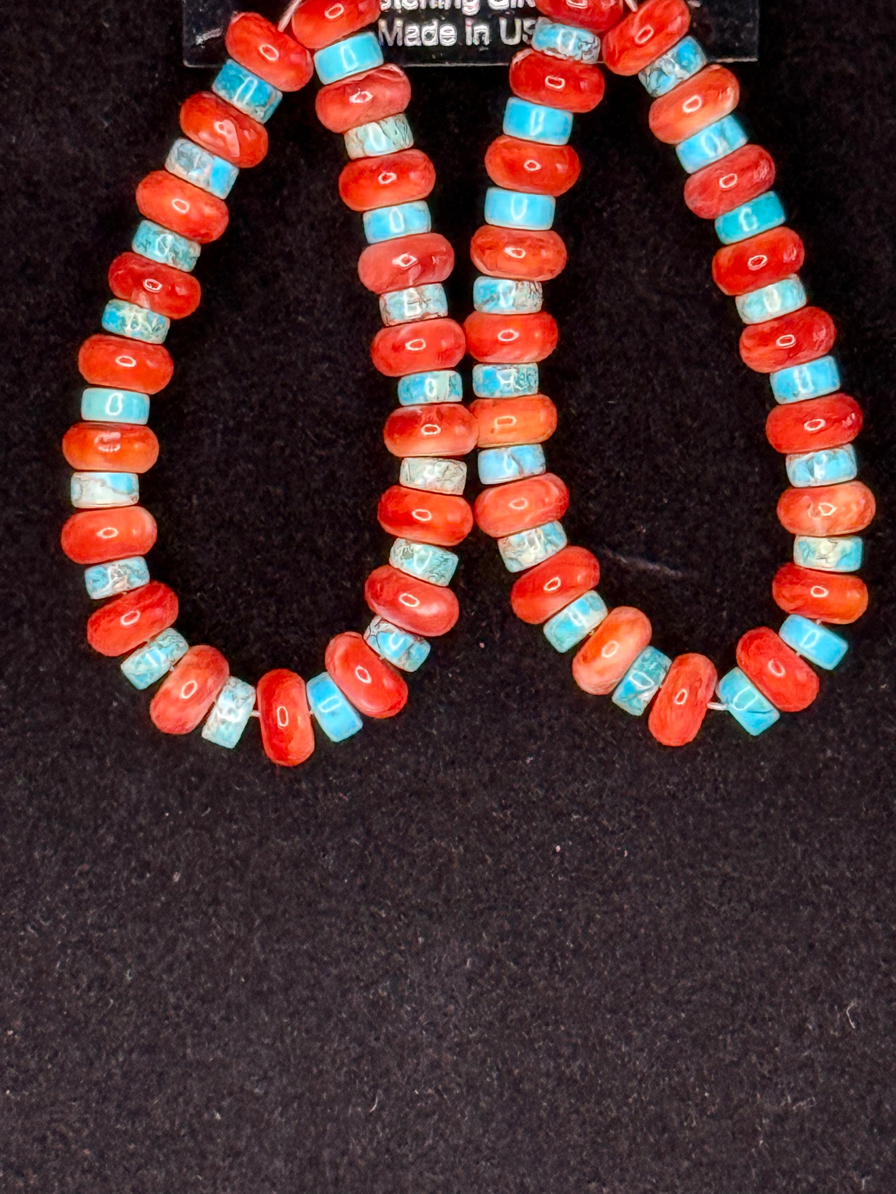 Orange Spiny and Turquoise Rondelle Earrings