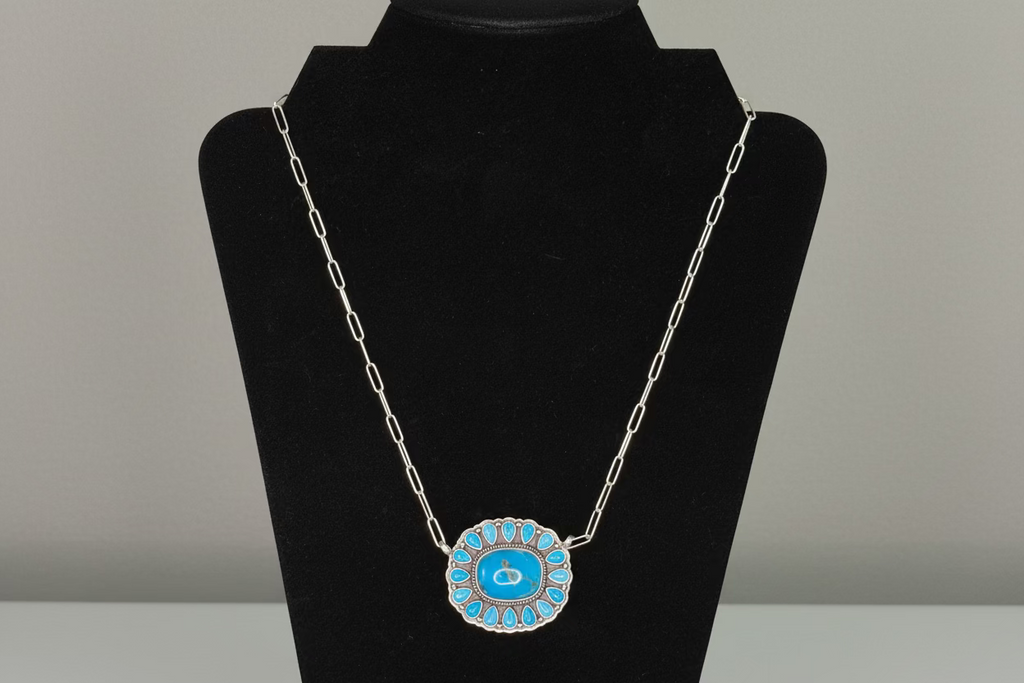 Turquoise Circular 17 Stone Necklace