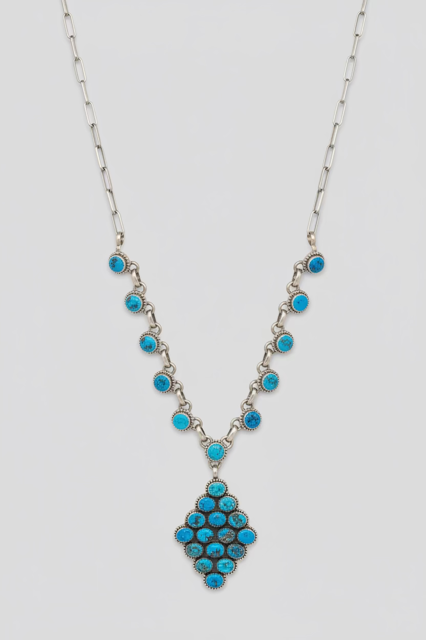 Turquoise Faceted Lariat Necklace