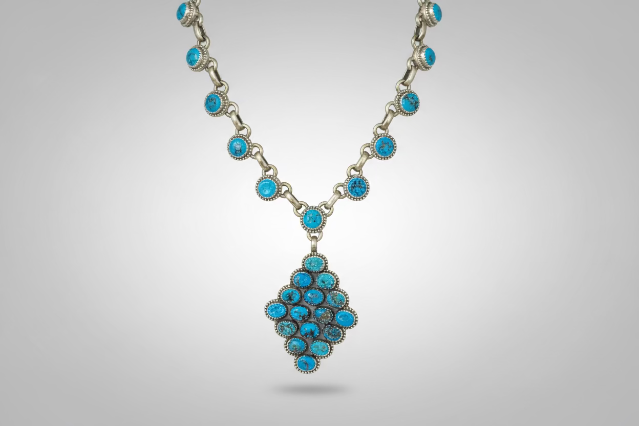 Turquoise Faceted Lariat Necklace
