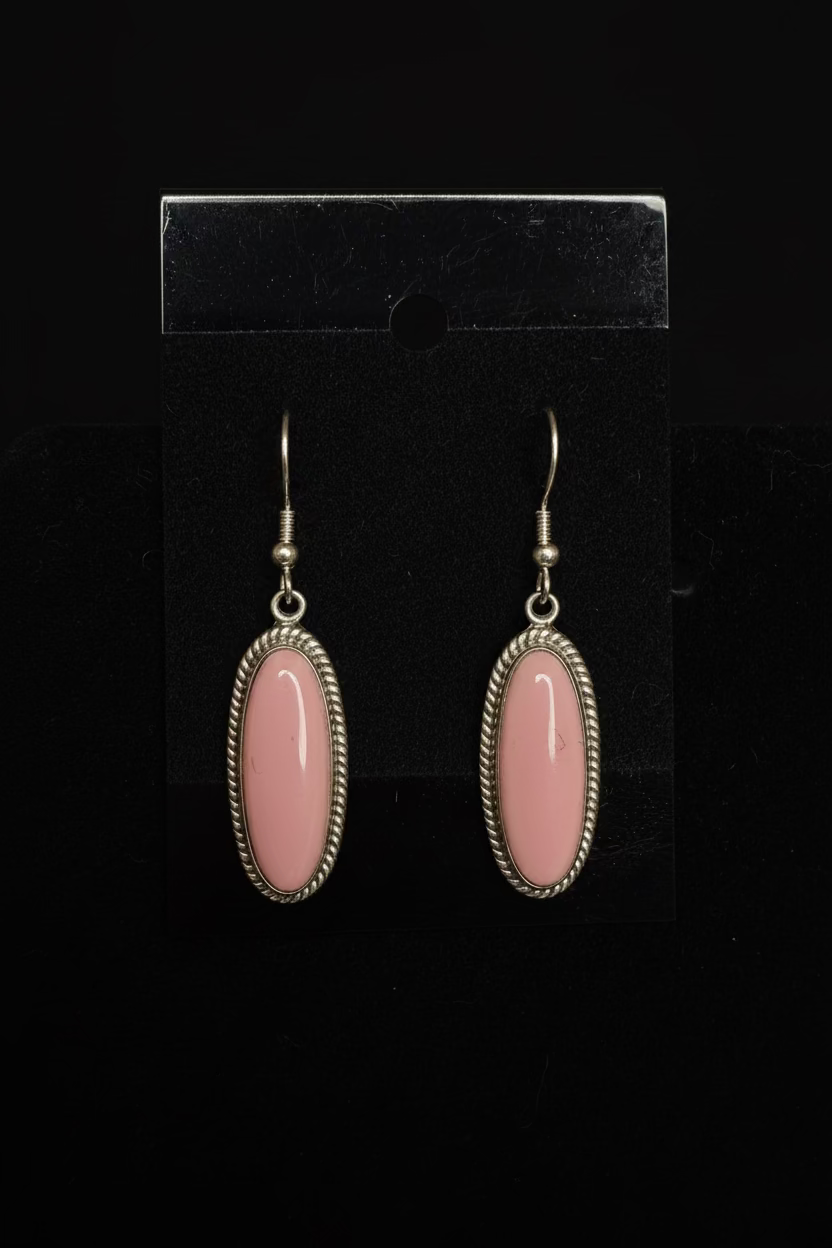 Pink Conch oval earrings