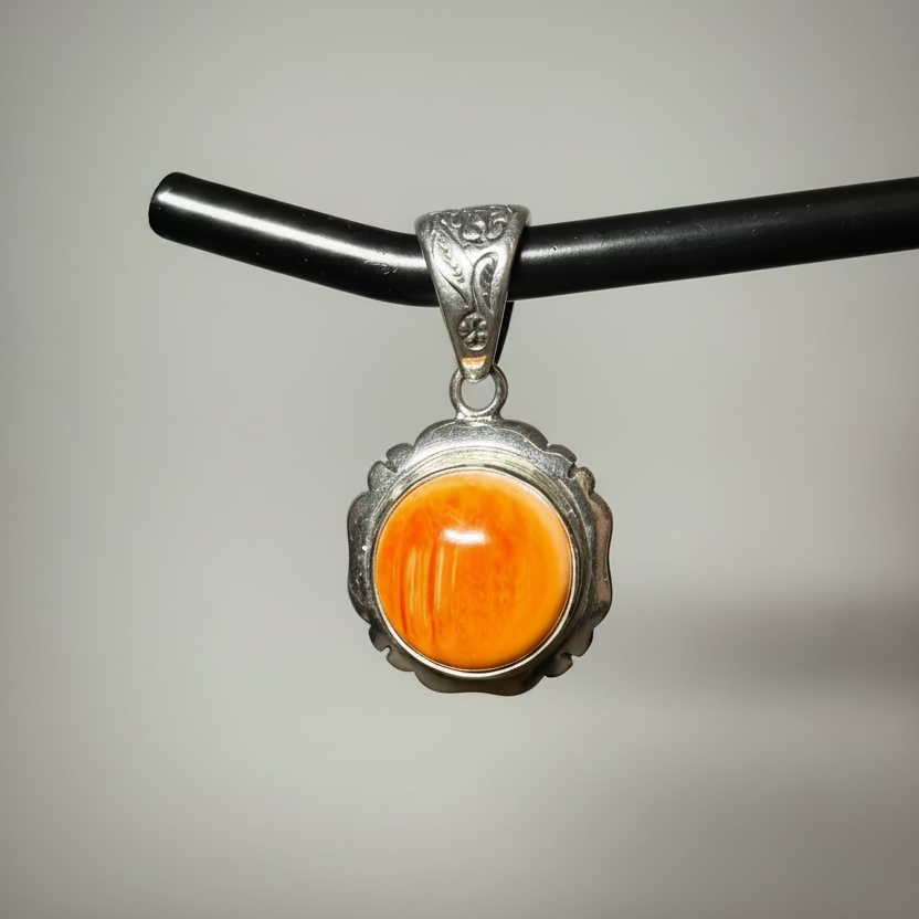 Orange Spiny Sun Pendant