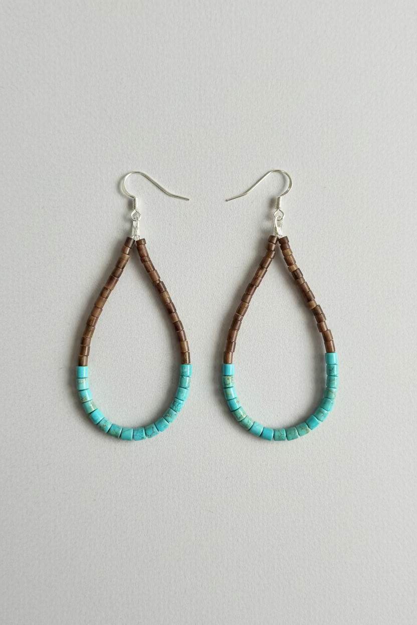 Turquoise and Brown Pen Shell Earrings