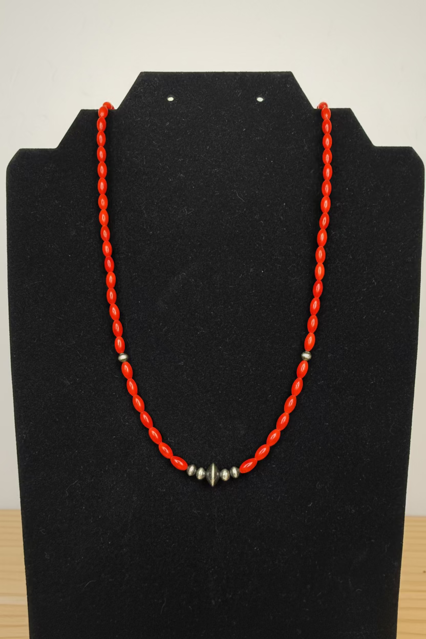 Coral with pearl necklace - 60 inch