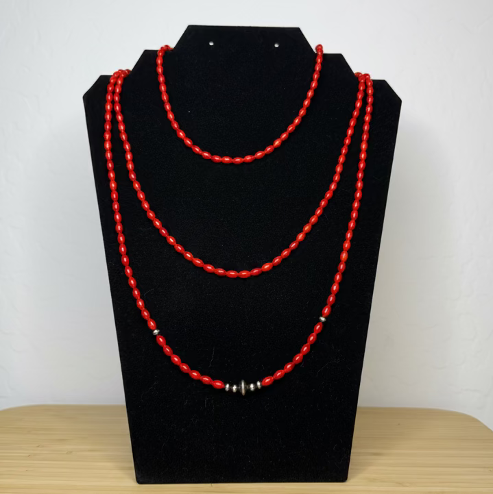 Coral with pearl necklace - 60 inch