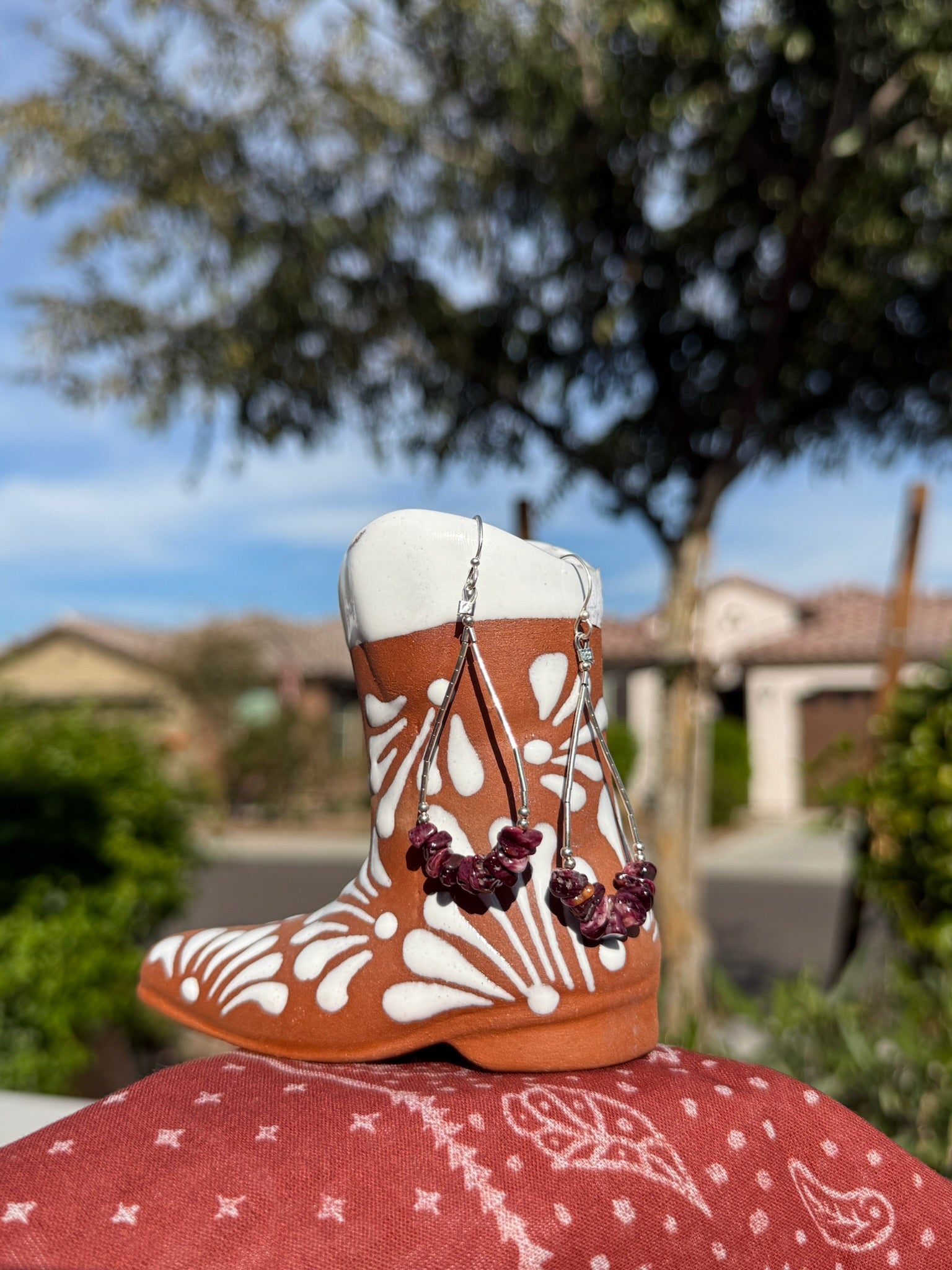 Liquid Silver w/ Purple Spiny Loop Earrings