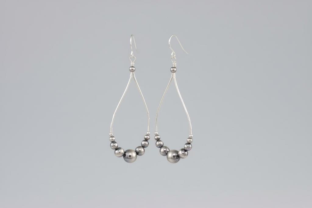 Machine Made Pearl on Liquid Silver Earrings