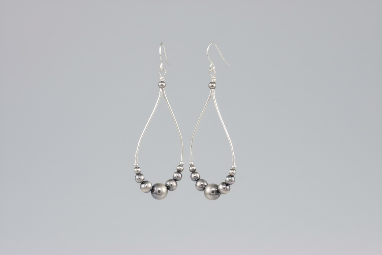 Machine Made Pearl on Liquid Silver Earrings
