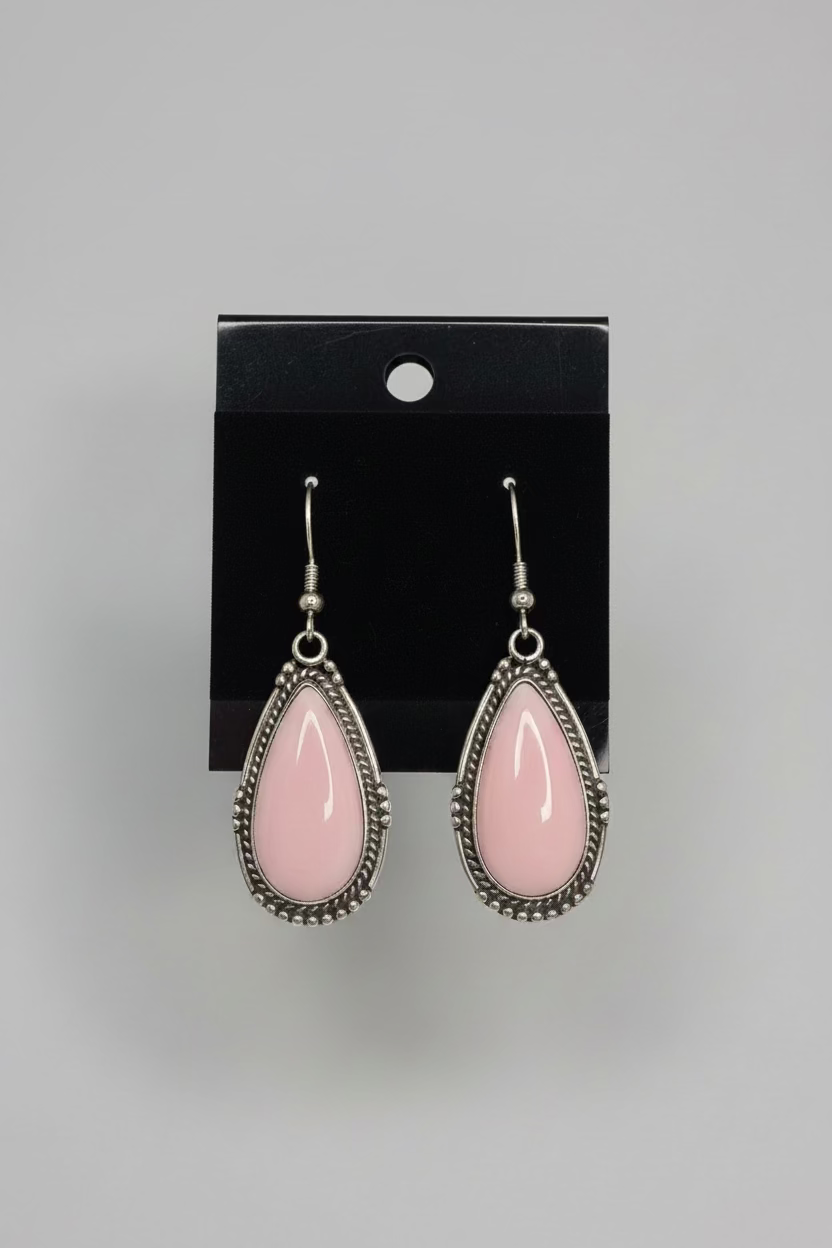 Pink Conch Dangle Tear Drop Earrings