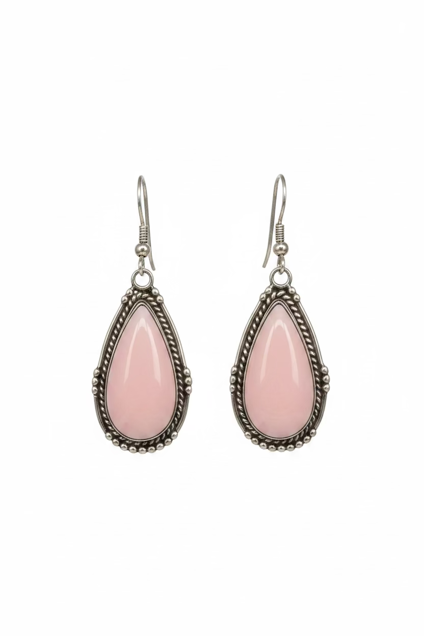 Pink Conch Dangle Tear Drop Earrings