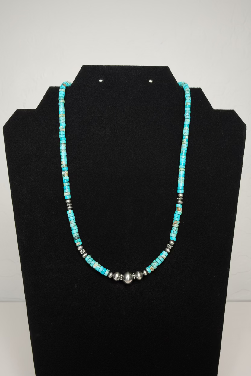 Turquoise Necklace with 4mm & 8mm Pearl