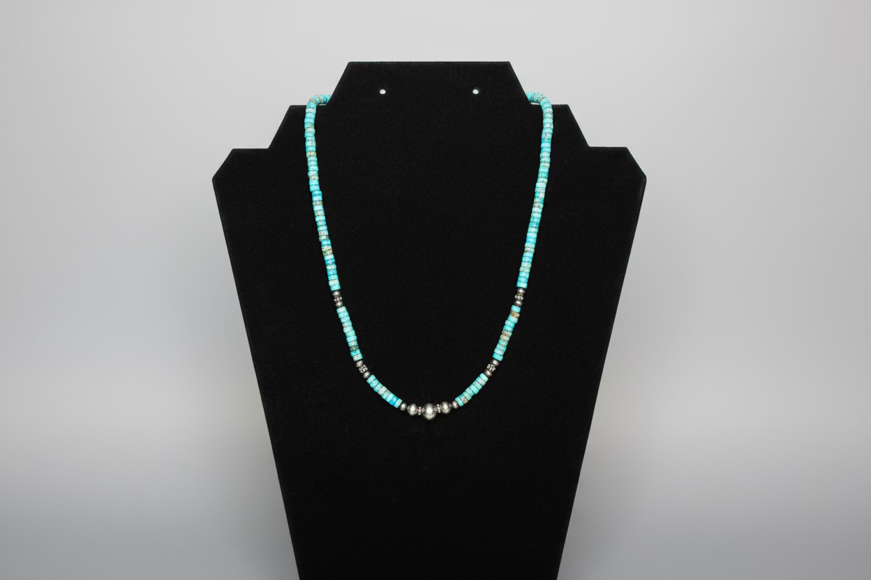 Turquoise Necklace with 4mm & 8mm Pearl