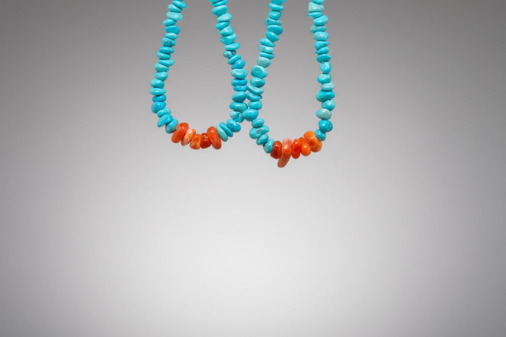 Turquoise with Orange Spiny Chip Earrings