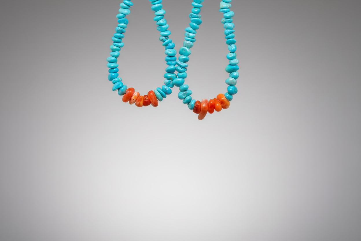 Turquoise with Orange Spiny Chip Earrings